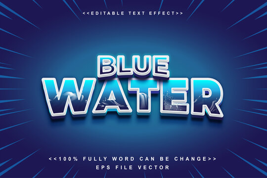 editable blue water text effect.perfect for travel tools promotional marketing.logo text.typhography logo