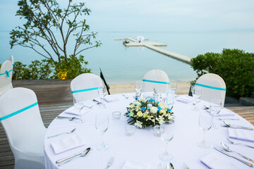 dinner table on the beach at Thailand