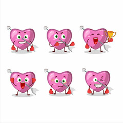 A sporty pink cupid love arrow boxing athlete cartoon mascot design
