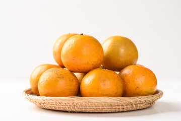 Fresh fruit oranges from local market on white background