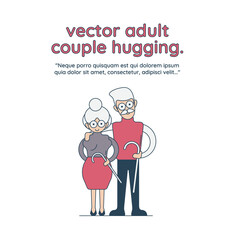 vector adult couple hugging. Flat cartoon isolated illustration on a white background. Adult man and woman emracing each other happily. 
