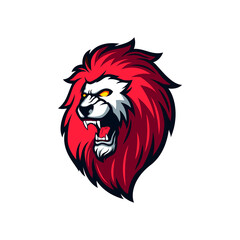 roaring angry red haired lion gaming avatar vector mascot