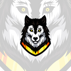 black syberian husky dog head gaming avatar vector mascot