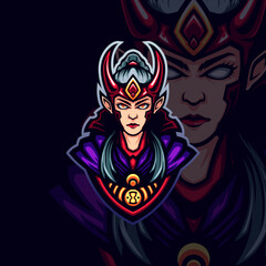red horned lady asassins gaming avatar vector mascot