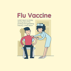 Young happy smiling doctor vaccinating a hipster man against flu. 