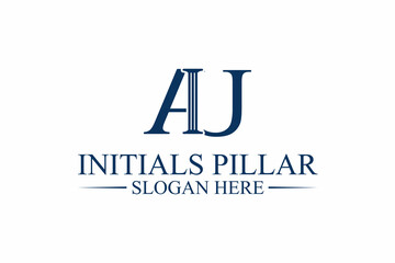 pillar logo, law firm, initial letter A/j/u. premium vector