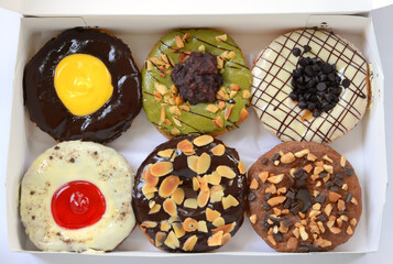 set of donuts in box