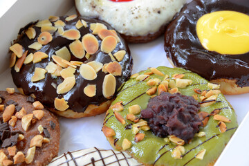 set of donuts in box
