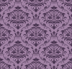 Vector seamless damask pattern with baroque floral elements. Ornamental design for wallpapers, fabric, upholstery, blinds, curtains, packaging, slipcover, bedding