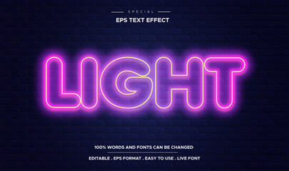 Editable text effect light style