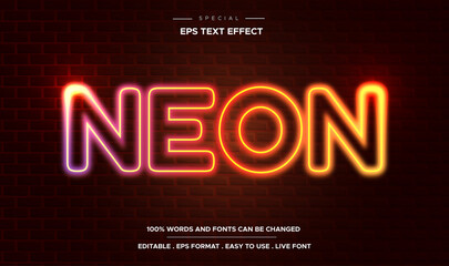 Editable text effect neon style