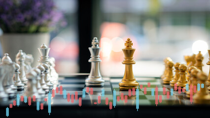 Chessboard game with space to copy your text. and strategic planning leading the concept of successful business competition leaders.