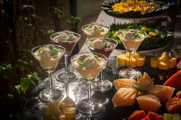 Fototapeta na wymiar thai dessert for buffet line in wedding party.