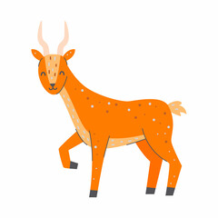 Cute gazelle on a white background. Vector childish illustration