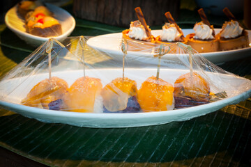 Assorted food, for buffet line in wedding party.
