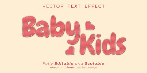 Editable text effect Baby kids with cute style concept