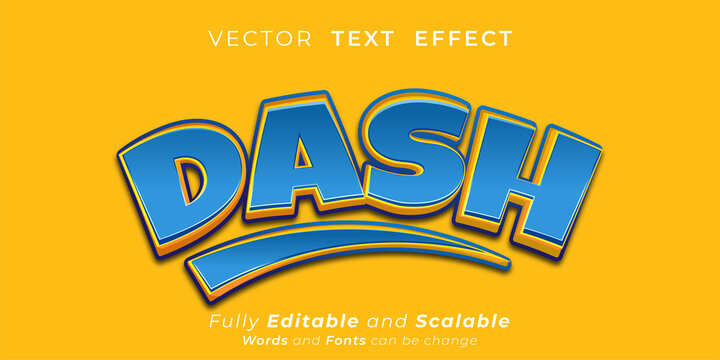 Editable text effect Dash 3d style concept
