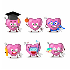 School student of pink cupid love arrow cartoon character with various expressions