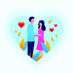 White day, March 14 after valentine day. Man give gift or chocolate back to the woman, boy and girl. Vector illustration. Flat design