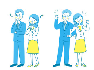 スーツ姿の若い男女の表情セット