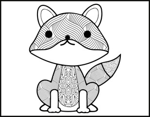 fox Mandala vector and coloring page, animal coloring page for ad