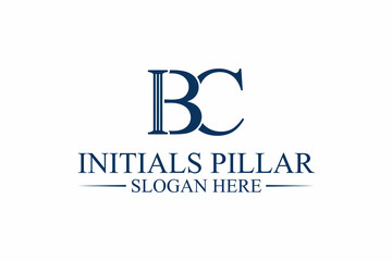 pillar logo, law firm, initial letter b/c. premium vector