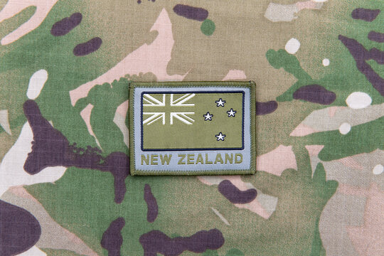 New Zealand flag velcro patch on camouflage uniform 