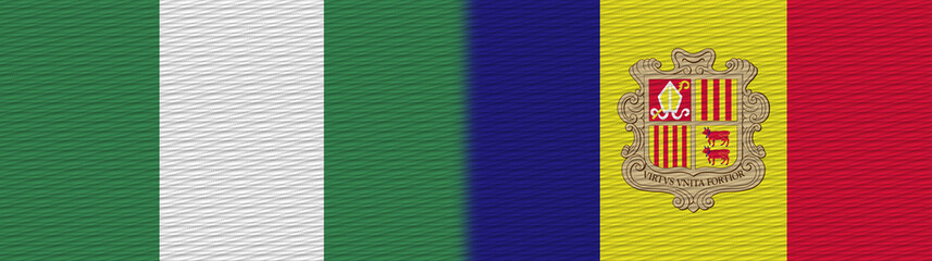 Andorra and Nigeria Nigerian Fabric Texture Flag – 3D Illustration