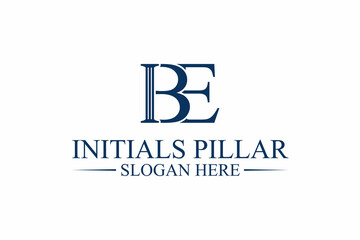 pillar logo, law firm, initial letter b/e. premium vector