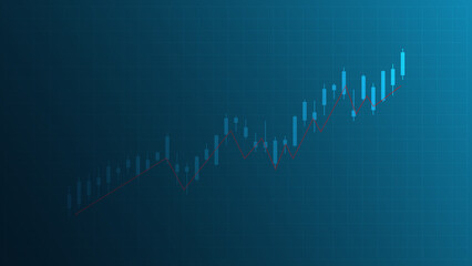 candlestick with line indicator show stock market price or financial investment profit. business planning management background concept