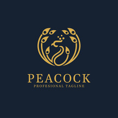 Vector Line Art Peacock Logo