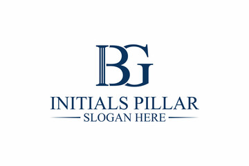 pillar logo, law firm, initial letter b/g. premium vector