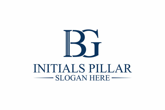 pillar logo, law firm, initial letter b/g. premium vector