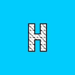 letter h decorated with transportation pattern. Vector cartoon english alphabet.