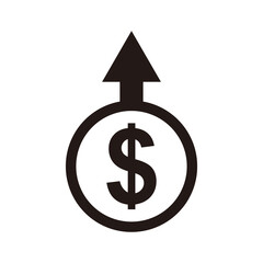 Money increases icon vector. dollar rate increase icon