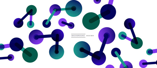 Abstract background. Round dots connected by lines. Trendy techno business template for wallpaper, banner, background or landing