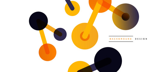 Line points connections geometric abstract background. Circles connected by lines. Trendy techno business template for wallpaper, banner, background or landing