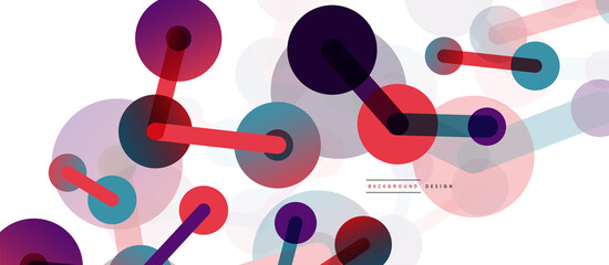 Line points connections geometric abstract background. Circles connected by lines. Trendy techno business template for wallpaper, banner, background or landing