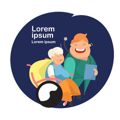 Healthcare Quality of Life as First Aim. Old Patient with Doctor Staff. 
