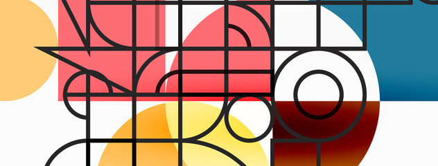 Beautiful abstract background. Circles, triangle shapes, and squares. Minimal geometric template for wallpaper, banner, background or landing