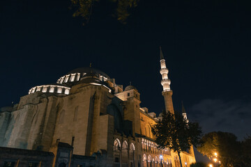 Fototapeta na wymiar Kandil background photo. Suleymaniye Mosque at night in Istanbul.