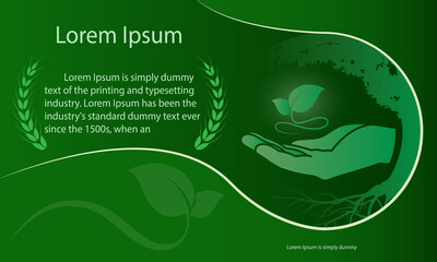 Naklejka premium Plants on the hand icon with big tree