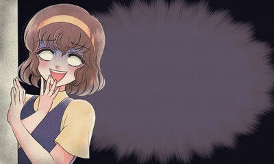 昭和50年代の少女漫画風バナー・恐怖ストーカー女