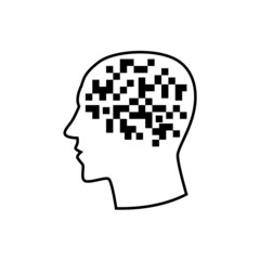Profile of a human head with a digital code. The concept of a digital person. Vector illustration