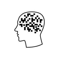 Profile of a human head with a digital code. The concept of a digital person. Vector illustration