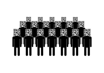 People pictogram with QR code. Concept of digital society. Vector illustration 