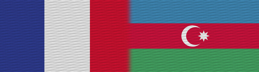Azerbaijan and France Fabric Texture Flag – 3D Illustration