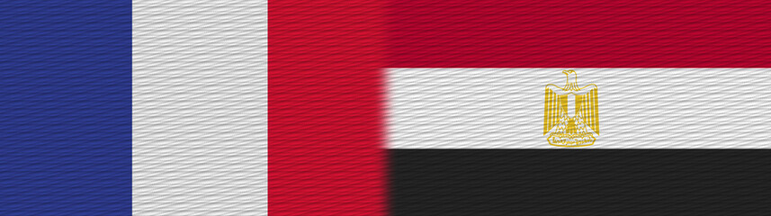 Egypt and France Fabric Texture Flag – 3D Illustration