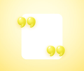 3d quote realistic render design in cute cartoon style volumetric icons of quotation marks. Innovative Quote speech bubble template. Modern Minimal 3d render cartoon design quotation bubble message