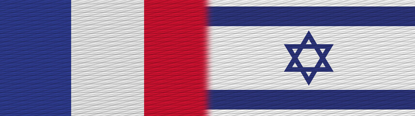 Israel and France Fabric Texture Flag – 3D Illustration